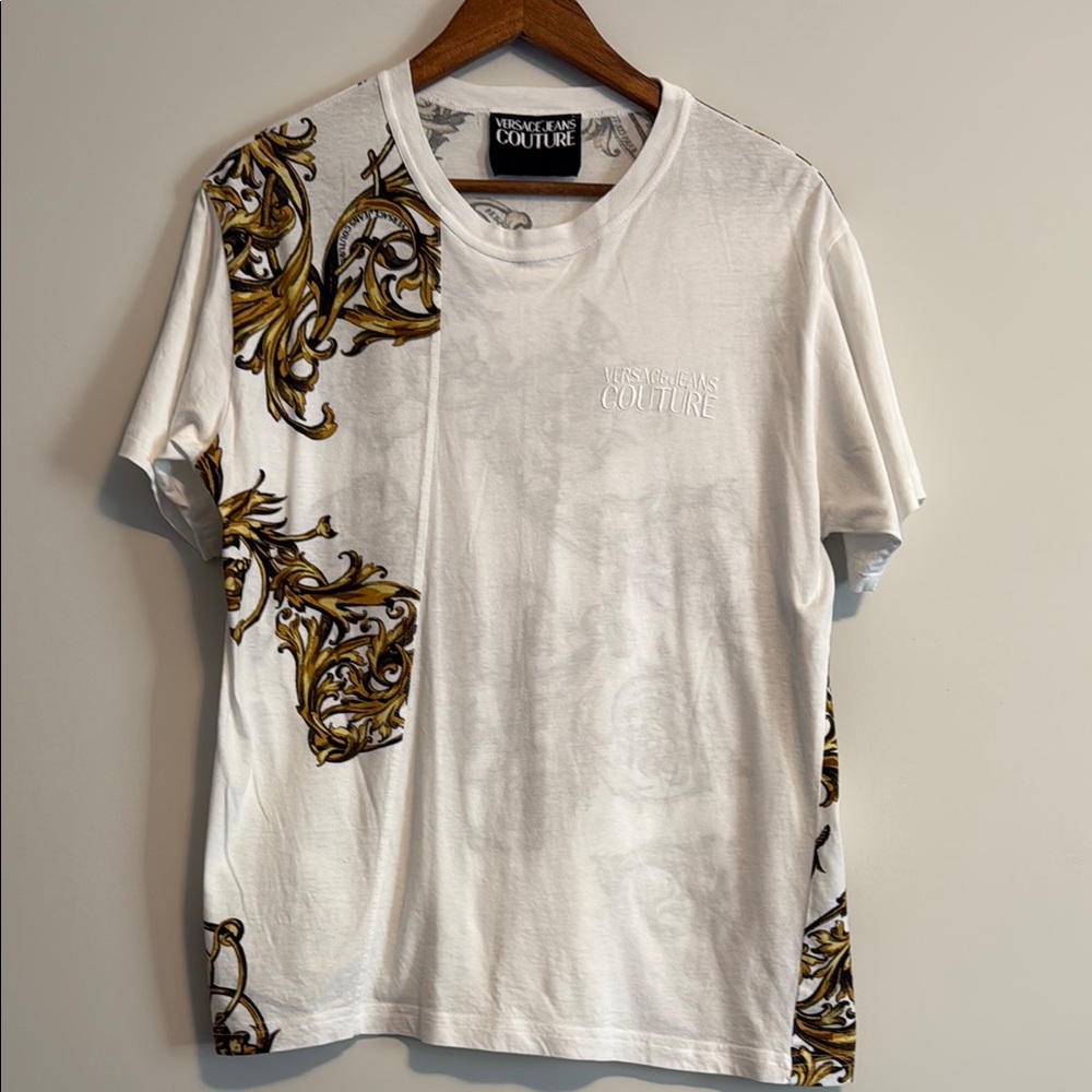 Versace Jeans Collection White and Gold Short Sleeve Tee